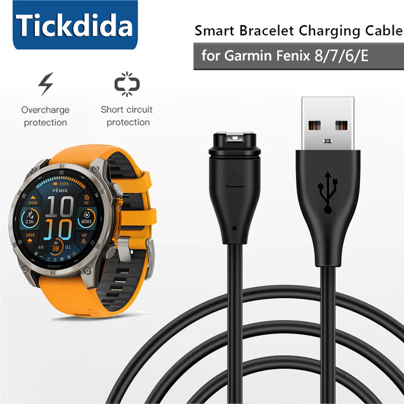 VANCLE Caricabatterie compatibile con Garmin Fenix 8 7 7S 7X 6 6S 6X Pro 5 5S 5X Plus, Forerunner 935 945 745 45 55 245 255, Vivoactive 5 4 4S 3, Venu 2 2S Sq (nero/nero (100CM/100CM