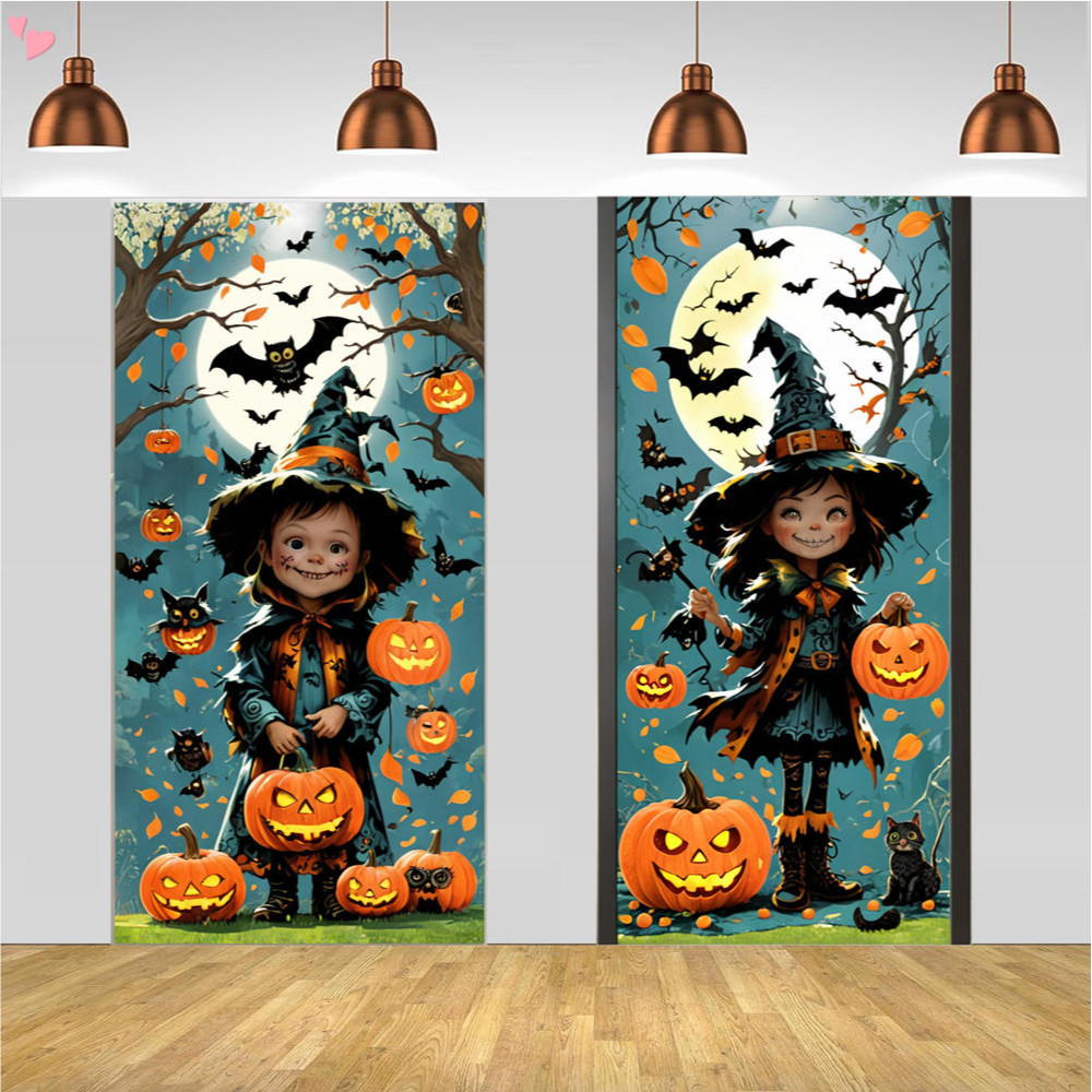 Capa De Porta De Halloween Decoração 90X150/90X185 cm Tecido Grande ...