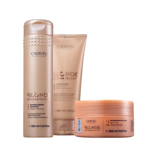 Kit Cadiveu Blonde Reconstructor Shampoo 250ml, Acid Mask 200ml, Máscara 200ml