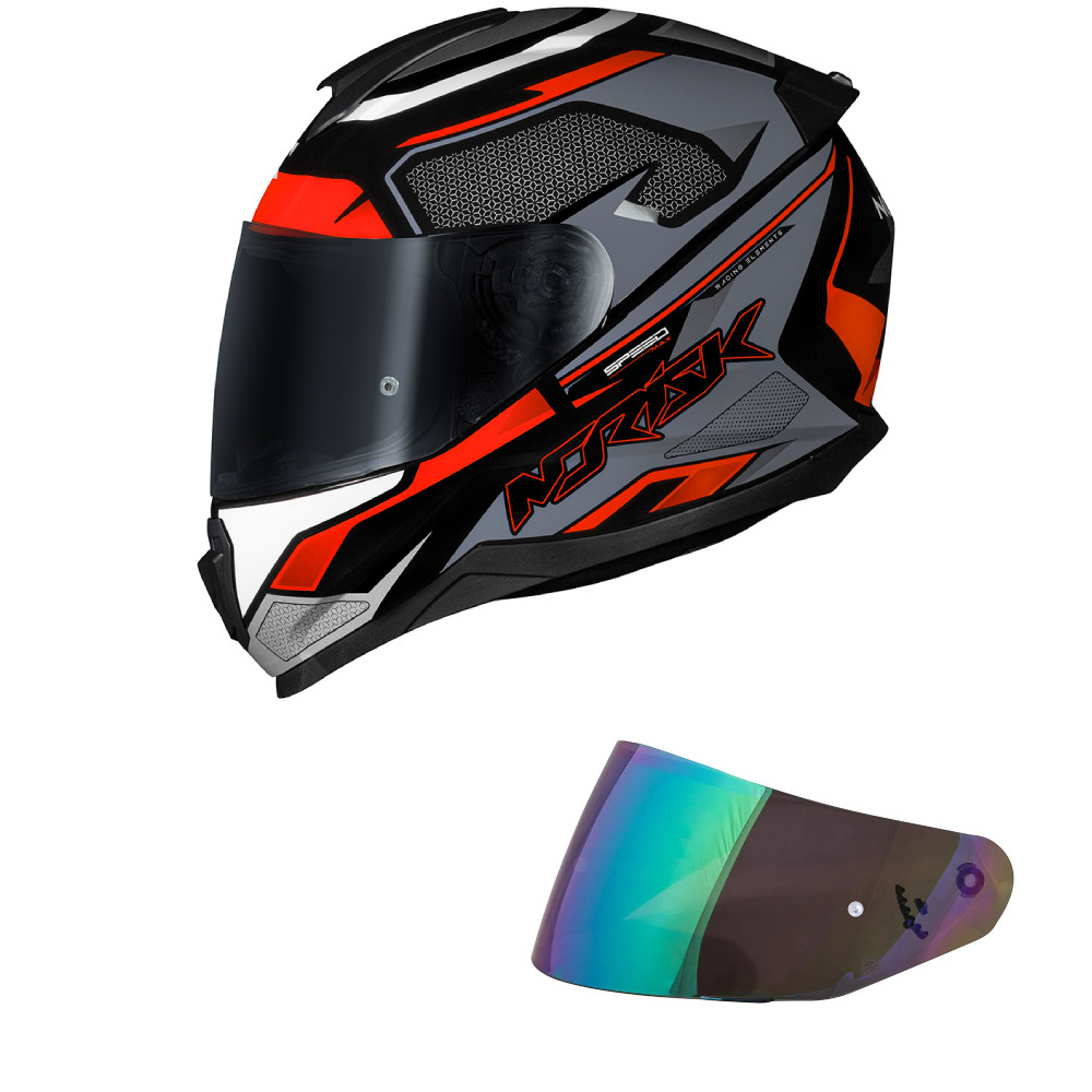 Capacete Norisk Razor Speed Max Cinza e Laranja Mais Viseira Camaleão ...