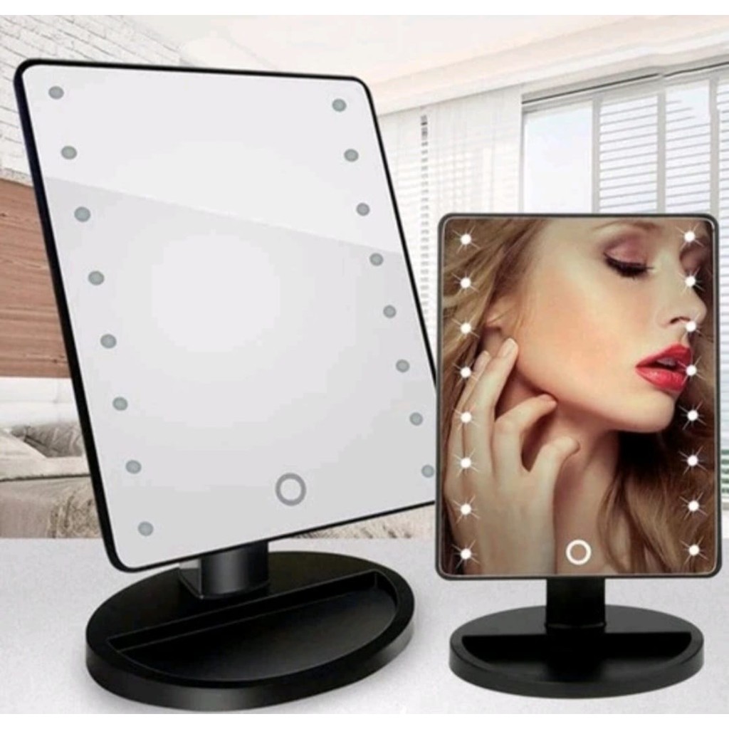 Espelho De Maquiagem Com Leds Rotação Quadrado Touch 16 Leds | Shopee ...
