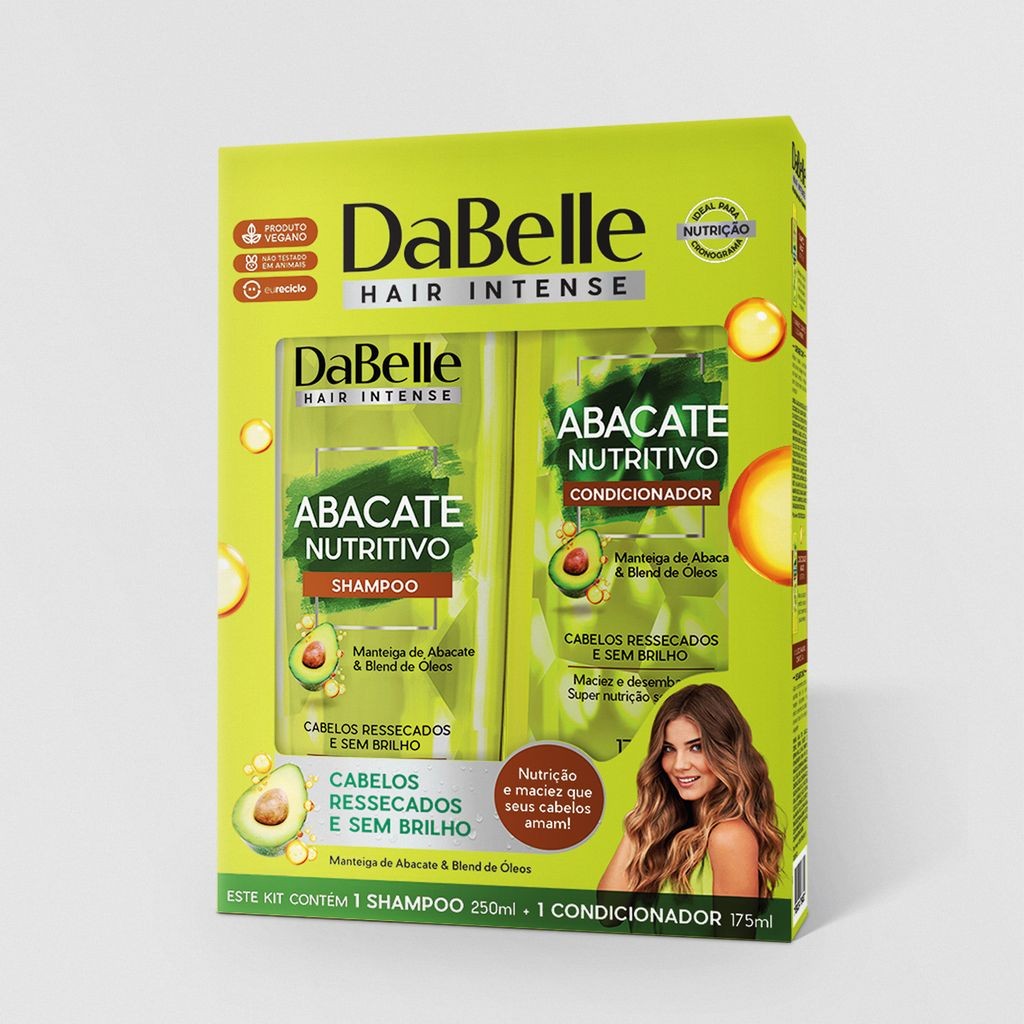Kit DaBelle Hair Intense Abacate Nutritivo Shampoo 250ml + Condicionador 175ml (2 produtos)
