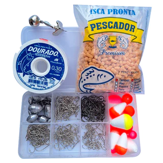 Kit Anzol Estojo Organizador l Chumbada Boias Massa Pronta