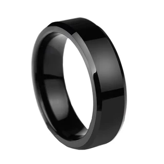 Anel Aço Inox Titânio Chanfrado 6mm Preto