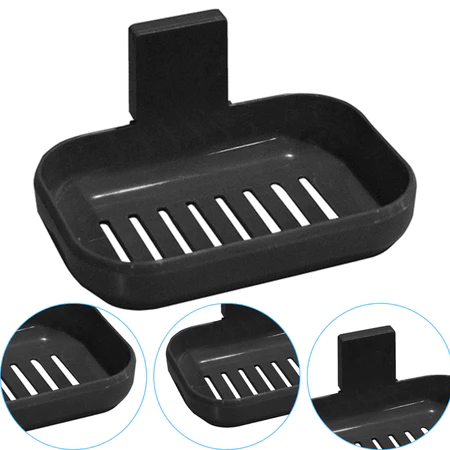 Saboneteira Com Suporte de fixação Adesivo Para Parede Preto Arqplast 25957PM