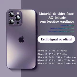 Capa de Vidro Orgânico Antirreflexo (AG) com Logo Espelhado para iPhone 11/13/14/15/16 Pro Max