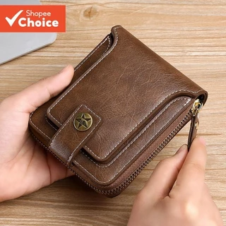 Carteira Curta Masculina Vintage De Couro PU-Design Com Zíper E Ferrolho em Oferta na Shopee