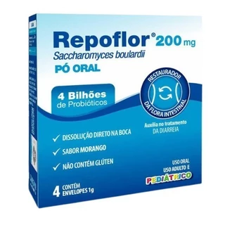Repoflor 200mg Probiótico c/4 sachês de 1g. Sabor Morango Legrand em Oferta na Shopee