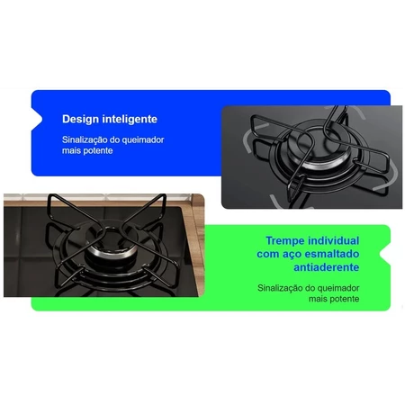 Fogão Cooktop 4 Bocas Bivolt Itatiaia Essencial Preto