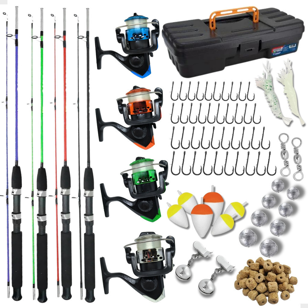 Pesca Completo Com Vara 2 Partes De Pescaria e Molinete Com Linha e Maleta Com Itens