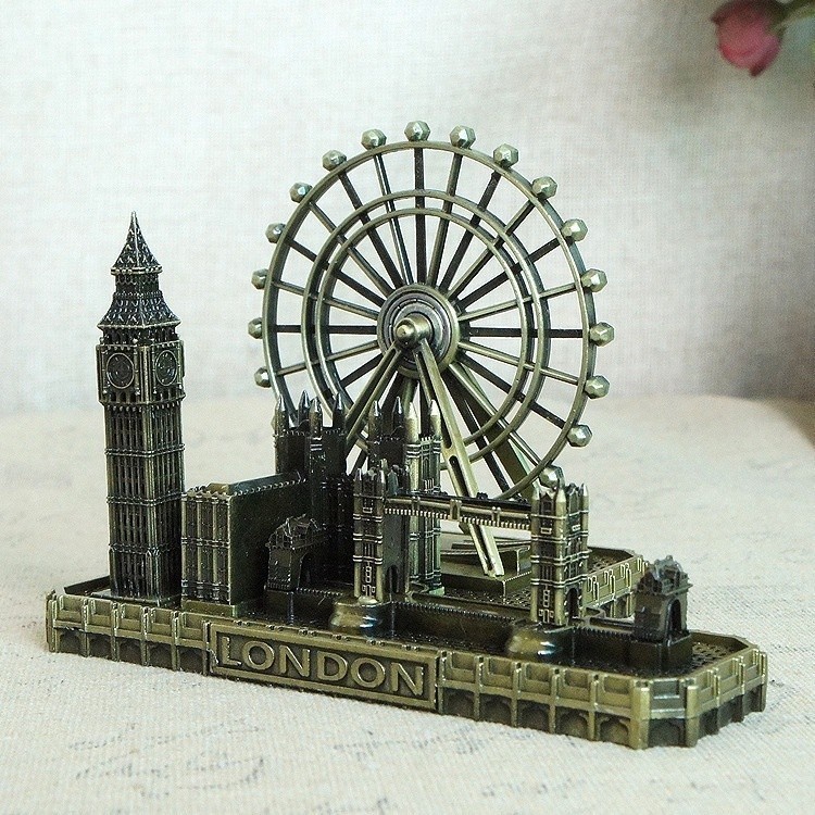 Retro City Bronze London Eye Big Ben Tower Bridge UK Modelo Decoração