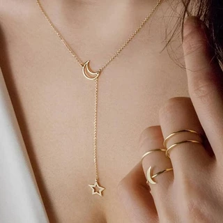 Colar Europeu E Americano De Moda Estrela Da Lua Cadeia Clavícula Curto