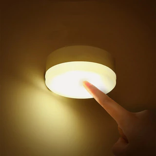 Mini Lâmpada Noturna Redonda LED Regulável Para Armário De Cozinha De Roupeiro Escada Luz De Sem Fio