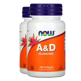 Kit 2x Vitamina A e D Now Foods 10000/10mcg 100 Soft Importado/Made in Usa