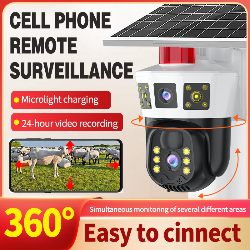 V360 CCTV Câmera solar 4G sim card 8Mp 4K Outdoor Wifi Wireless Rastreamento Humano De Voz Bidirecional IP66 Segurança Inteligente À Prova D'água 360