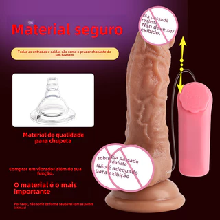 SP-46 Vibrador Pênis 13 cm Realista, com Ventosa, Vibração Multivelocidade
