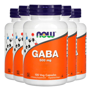 Kit 5x Now Foods Gaba/Ácido Gama 500mg e Vitamina B6 100Cap Veg/Made in Usa