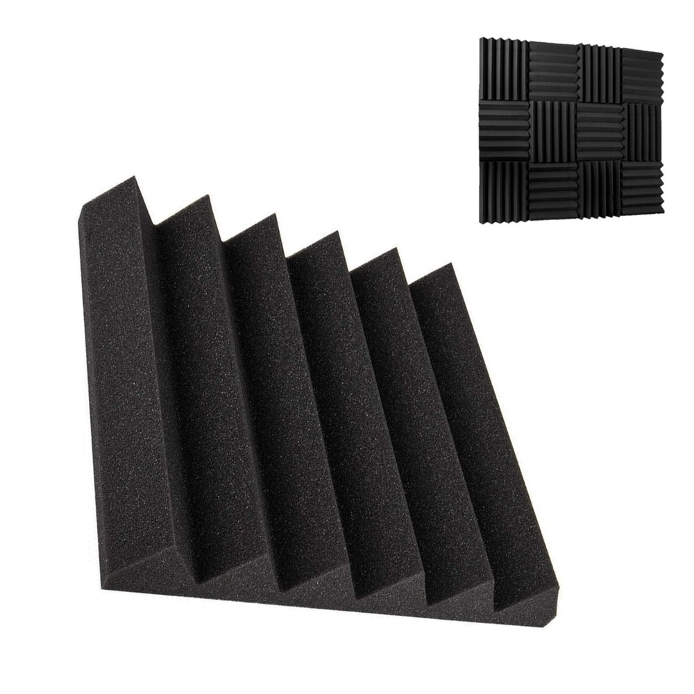 Espuma Acústica para Estúdio 30x30x5cm Placa Autoadesiva Anti-Ruído (Preto)