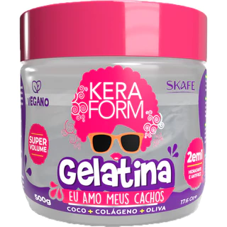 Gelatina Keraform Eu Amo Meus Cachos 500g | Óleo de Coco | Colágeno | Hidratação | Antifrizz