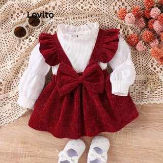 Lovito Conjuntos de saia de laço simples fofos para meninas LNA82043