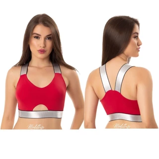 Top Premium Academia Musculação Para Fitness Casual Praia Treino Yoga Bojo Removível Elástico Prata