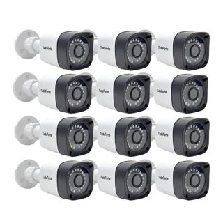 Kit 12 Câmeras de Segurança Full HD 1080p 2MP Bullet 20 Metros Infravermelho Lente 2.8mm Tudo Forte