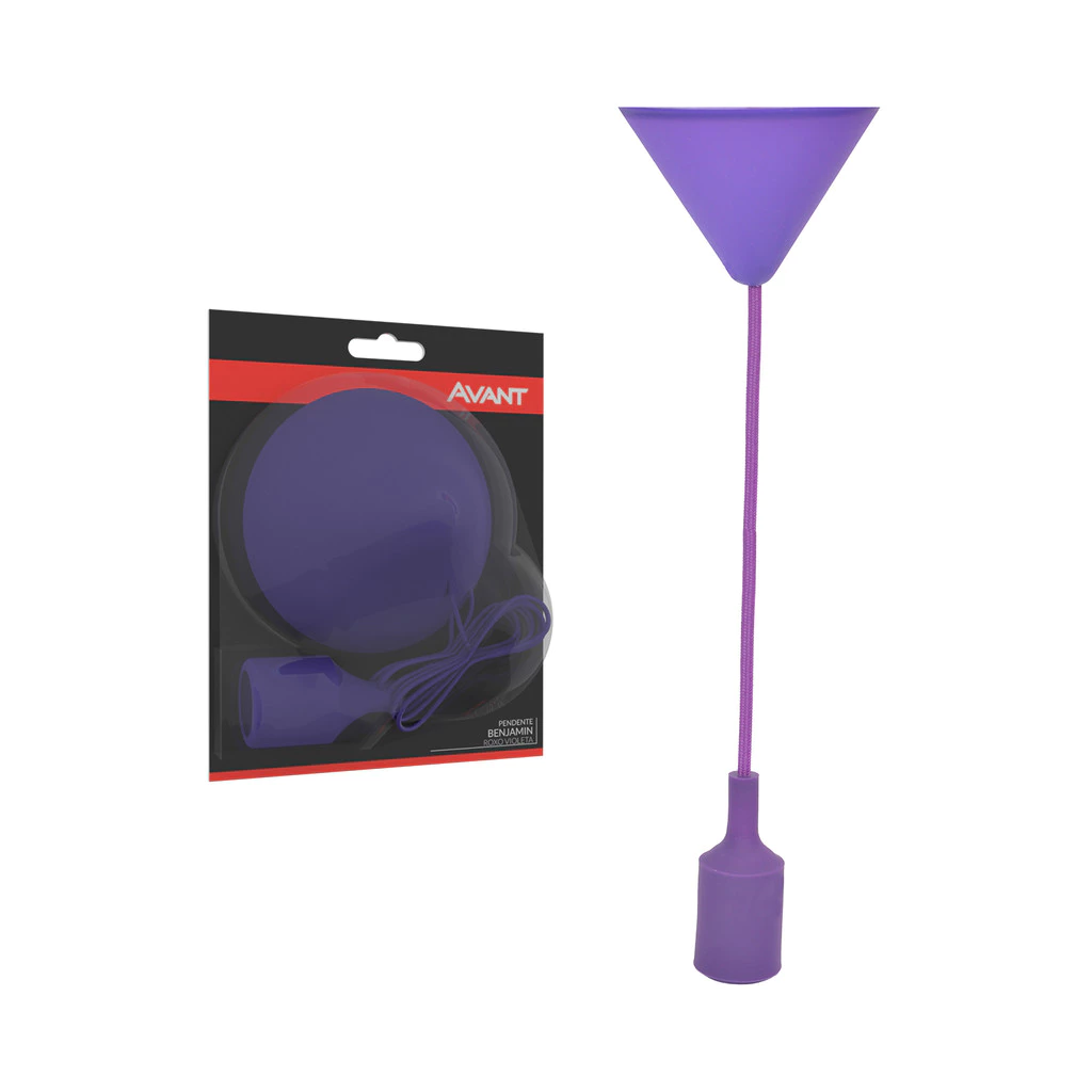 Luminaria Pendente de Teto Roxo Benjamin E27 Bivolt Avant