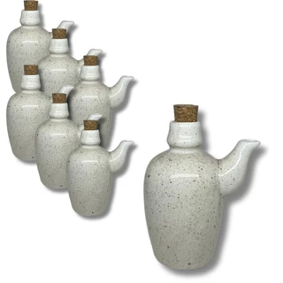 Kit 22 Porta Shoyu Jarra Sushi Porcelana Creme Mesclado com Rolha