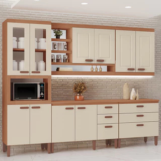 Armário de Cozinha Móveis Home 100% MDF 10 Portas e 6 Gavetas em Oferta na Shopee