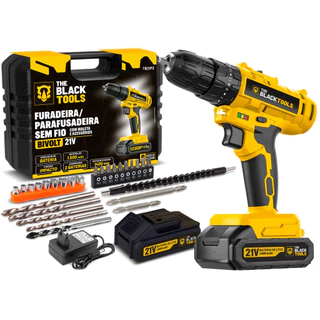 Parafusadeira E Furadeira De Impacto 3/8 The Black Tools Tb21-pz Com 2 Baterias E Acessorios