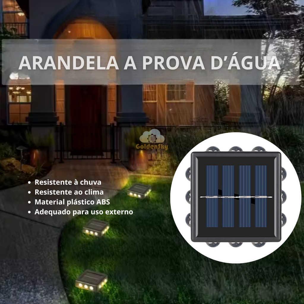 Imagem do produto Kit Iluminação Arandela Solar 4 Focos Parede Slim 12 Fachos Led Externa 3