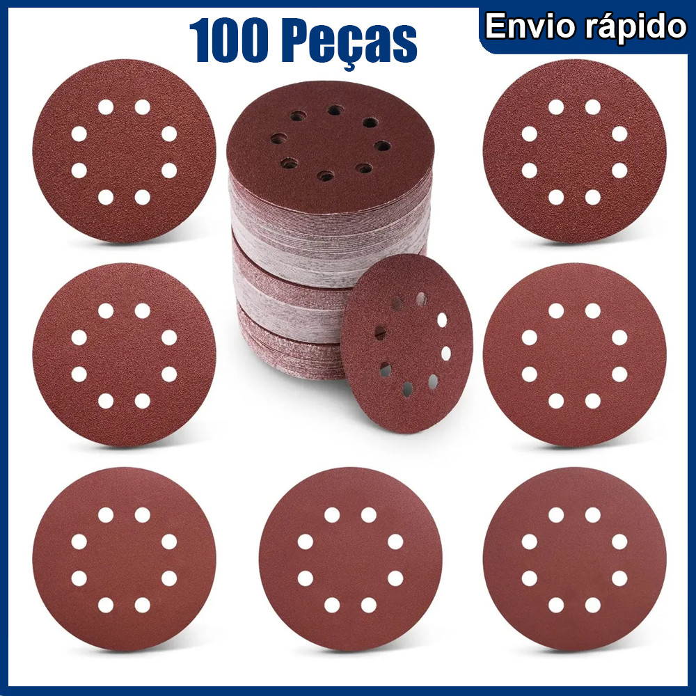 100 Lixa Orbital Parede Madeira Massa Corrida Para Lixadeira Furadeira ...