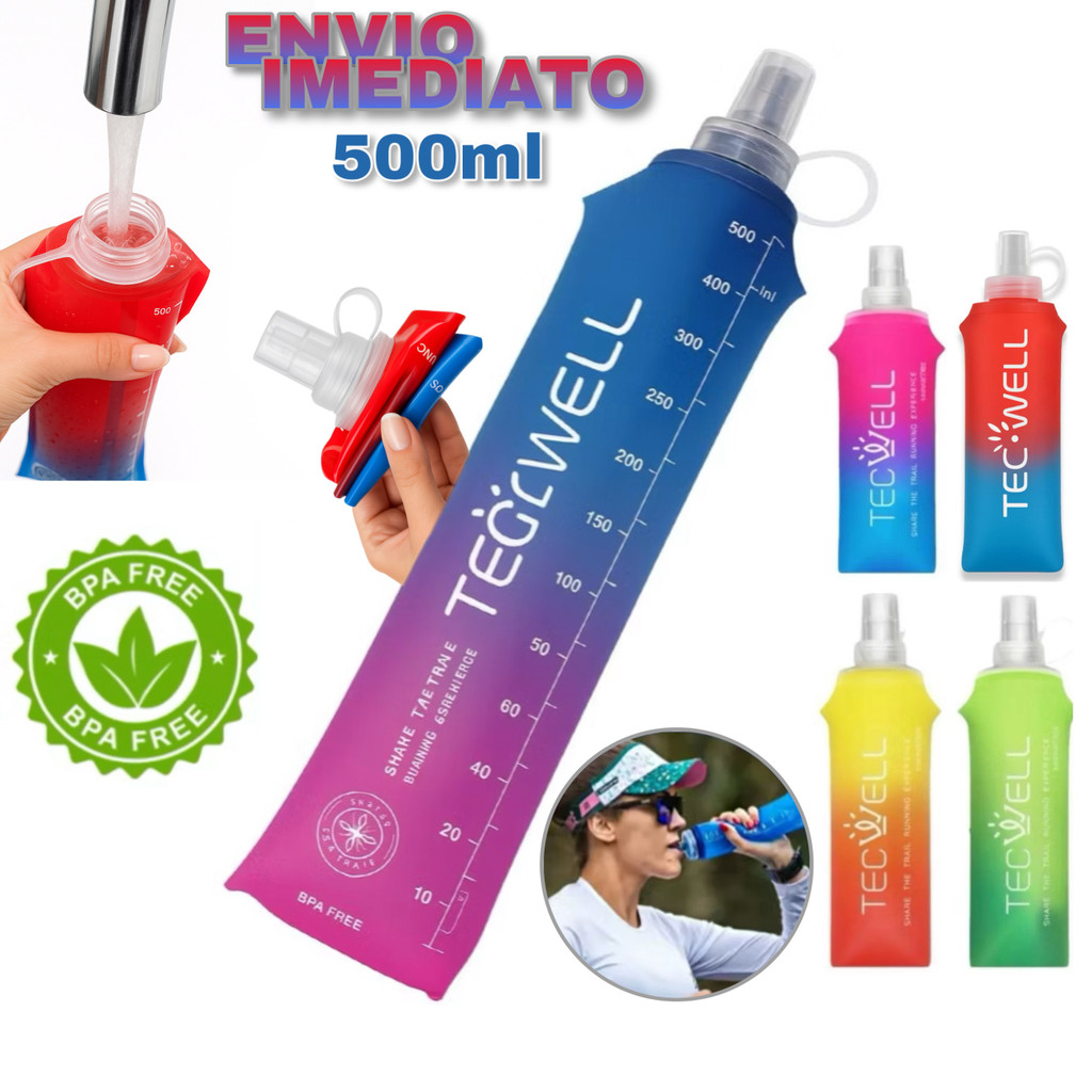 Garrafa De água Dobrável 500ml Squeeze Corrida Flexível De Silicone ...