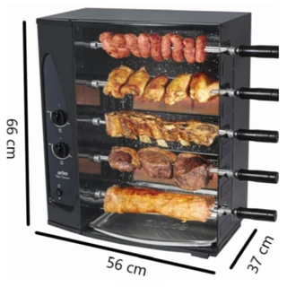 Churrasqueira a Gás GLP Rotativa 5 Espetos Vitta Premium Bivolt - Arke