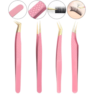Kit 4 Pinças antiestática da sobrancelha de aço inoxidável para a expansão dos cílios/aparelhos cosméticos