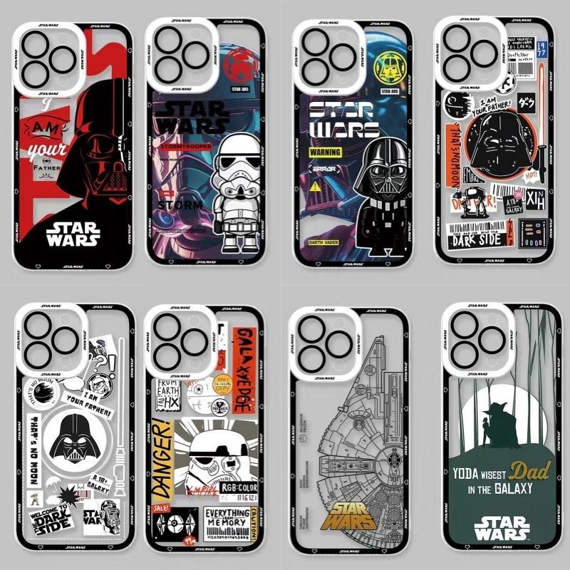 Concha Para Xiaomi Redmi 12 13C 12C 9 9C 10A 9A 10 K40 POCO F3 Nota 8 9 Pro 9S Caixa Cool Star Wars Olhos De Anjo Transparentes À Prova De Choque TPU Padrão Quadrado Macio