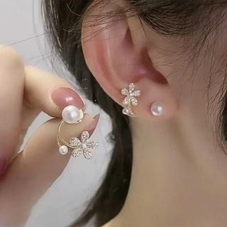 Brincos De Moda Ouro Feminino Pétalas De Água Pérola Diamante S925 Jóias De Prata Agulha Acessórios Para Meninas