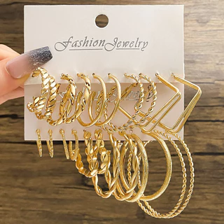 [Conjunto Golden Heart Pearl Circle Frosted Twist Heart Card Brincos de noivado de noivado