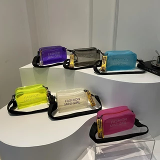 Nova Bolsa Pequena Quadrada Bolsa Jelly Travel Transparent Beach One-Shoulder Moda Feminina Bolsa Diagonal Simples Feminina