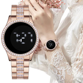 Relógio De Pulso Digital LED Com Tela Sensível Ao Toque Para Mulheres Relógios Digitais Fashion Rhinestone Em Aço Inoxidável