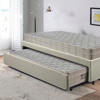 Bicama Box Solteiro Linho Bege 88x188 Com Dois Colchões Airtech Molas Ensacadas Ortobom em Oferta na Shopee