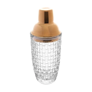 Coqueteleira Wolff Chess de Vidro com Tampa Dourada 380ml