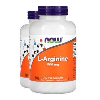 Kit 2x L-Arginina 500mg Now Foods L-Arginine 250 Veg Cáps Importado/Made in Usa