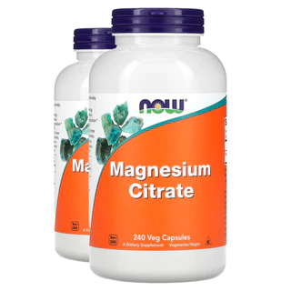 Kit 2x Citrato de Magnésio 400mg Now Foods 240 Veg Cáps Importado/Made in Usa