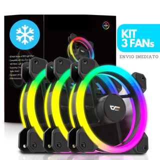 Kit 3 Fan Cooler Pc Gamer Led Rgb 120mm Ventoinha Gabinete Ventuinha