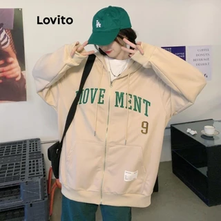Lovito Moletom casual com zíper liso para mulheres LNA72635