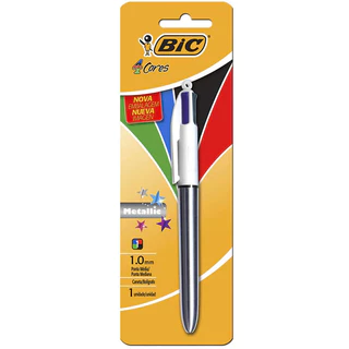Caneta esferográfica 1.0 retrátil Prata Metálica 4 cores Bic em Oferta na Shopee