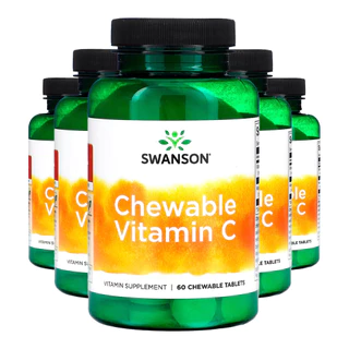 Kit 5x Vitamina C Mastigável Swanson 60 Chwbls Cereja Importado /Made in Usa