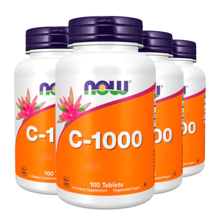 Kit 4x Vitamina C 1000mg Now Foods C-1000 Rosa Mosqueta 100tabs /Made in Usa