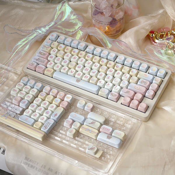 Original Magic Ulala Girl Keycap MOA Bonito Redondo Rosa Adaptação Teclado Mecânico 68 75 99